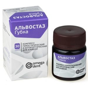 Альвостаз (губка) — компресс гемостатический и антистатический (30шт) Омега — Дент