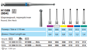 Твердосплавные Эндо-боры NTI H1SEB [Шар на длинной ножке для Эндодонтии]