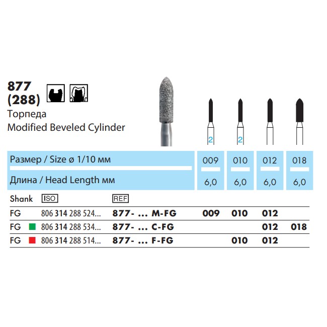 877-009M-FG Бор алмазный NTI Торпеда D0,9мм / Среднее зерно 877-009M-FG Бор алмазный NTI Торпеда D0,9мм / Среднее зерно — изображение 3