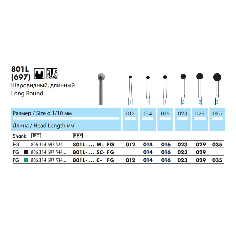 Алмазный бор NTI 801L-010M-FG (Шарик на Длинной ножке) Алмазный бор NTI 801L-010M-FG (Шарик на Длинной ножке) — изображение 4